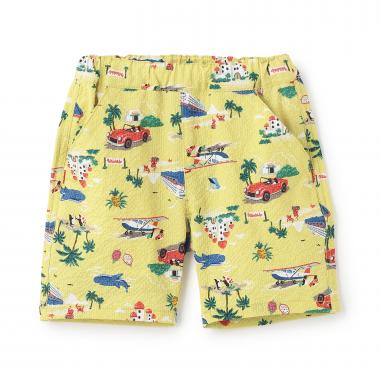 乗り物総柄5分丈シェフパンツ