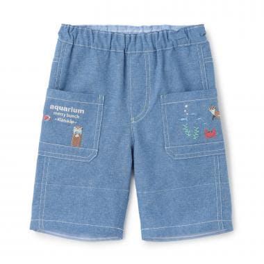 水族館刺しゅう5分丈パンツ