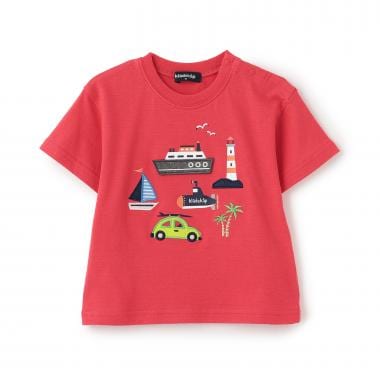 乗り物アップリケ半袖Tシャツ