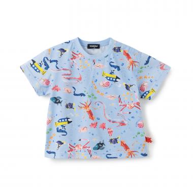 深海魚総柄半袖Tシャツ