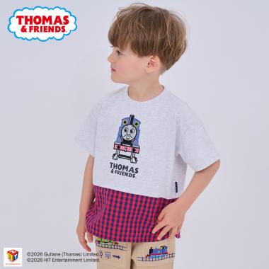 【3月13日発売予定】【トーマス】チェック切替半袖Tシャツ