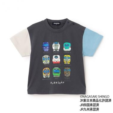 正面電車クレイジーカラー半袖Tシャツ