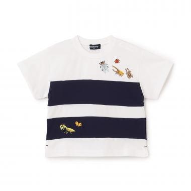 昆虫刺しゅう切替半袖Tシャツ