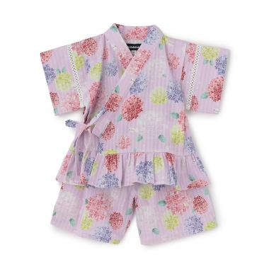 紫陽花柄ペプラム甚平