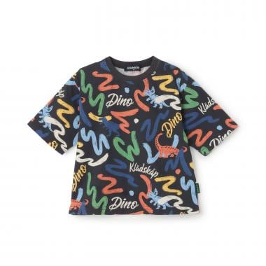 恐竜×ロゴ総柄6分袖Tシャツ