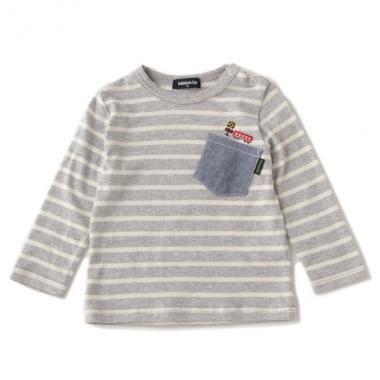 胸ポケットデニムボーダーTシャツ