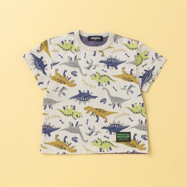 ★恐竜柄前後切替半袖Tシャツ