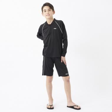 【SWIM】【FILA】ジェンダーレス水着 長袖ハーフZIPセパレートスクール水着