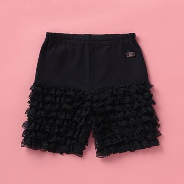 さえらヒスクローネフリフリレース付き黒レギンス スパッツ美品 ミニミニストア miniministore レース切り替えレギンス 美脚美尻