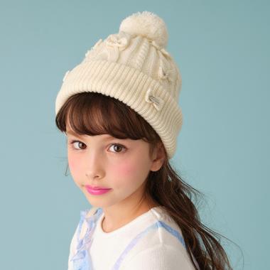 mezzo piano　あみぐるみ付き ニット帽 ポンポン　レア mezzo piano あみぐるみ付き ニット帽 ポンポン レア