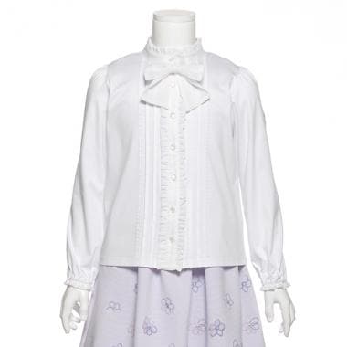 リボンつきスタンドカラーブラウス(120 白): キッズ - ナルミヤ