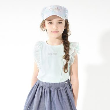 レインボー星刺しゅうフリルTシャツ(90 ミント): キッズ