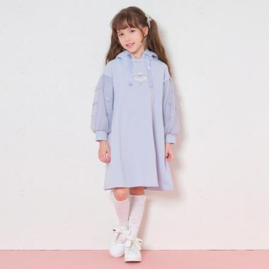 バレリーナ袖チュールパーカワンピース(110cm サックス): キッズ バレリーナ袖チュールパーカワンピース(110cm サックス): キッズ