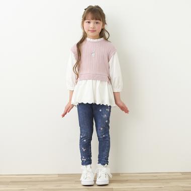 花リボン転写プリント　レギパン
