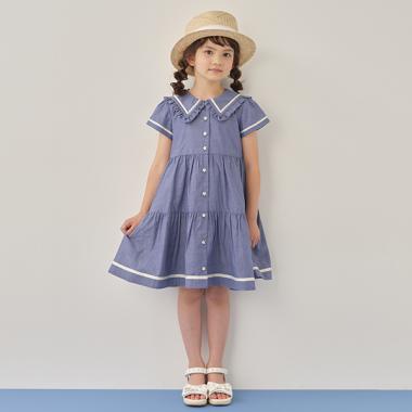 セーラーカラー ティアードワンピース(110cm 紺): キッズ - ナルミヤ