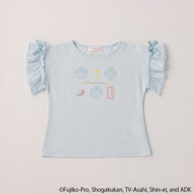 ドラえもん】フリル袖Tシャツ(110(5) ライト ブルー): キッズ