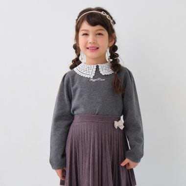 レース衿 長袖Tシャツ(110cm グレー): キッズ - ナルミヤ オンライン