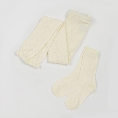 ハートケーブルレギンス＆ソックスセット【日本製】(80cm ライト  