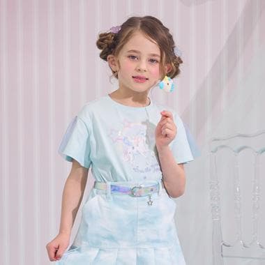 ユニコーン 袖チュール切替 半袖Tシャツ(110cm ミント): キッズ  