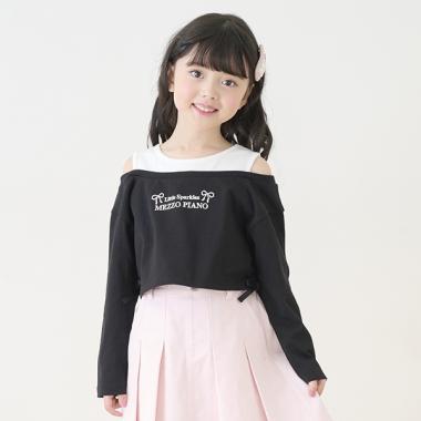 レイヤード風短丈　長袖Tシャツ