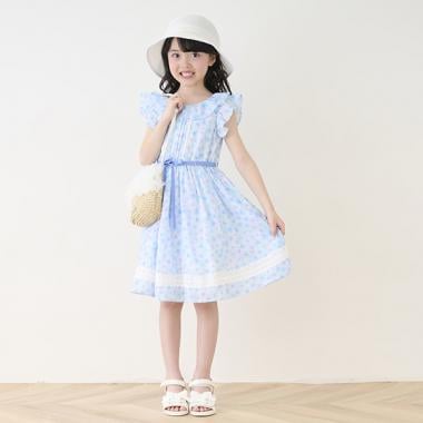 水彩花柄プリント　ワンピース