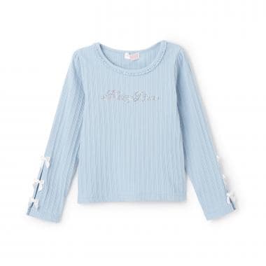 ラインストーンロゴ　テレコ長袖Tシャツ