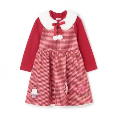 千鳥ジャガード　カットワンピース　ティペットつき