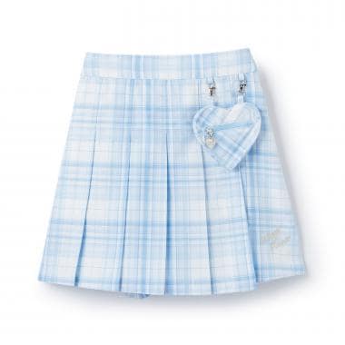 ハートポーチつき　ラップ風チェック　キュロットスカート