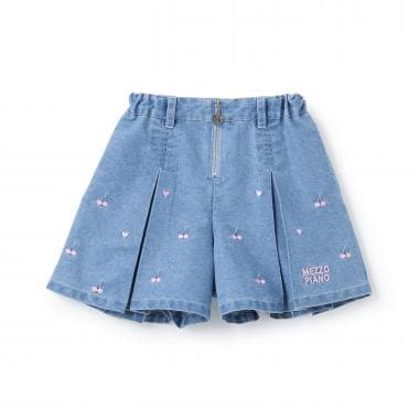 ちび刺しゅうフロントZIP　タックキュロットスカート