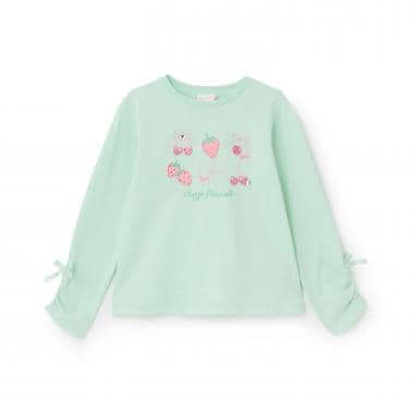 イチゴチェリーアップリケ　長袖Tシャツ