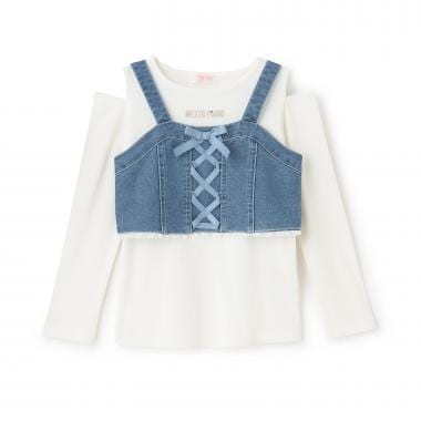 レースアップリボンビスチェ＆長袖Tシャツセット