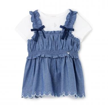 カットワーク刺しゅうチュニック　半袖Tシャツセット