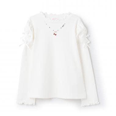 ネックレス刺しゅう　プチハイネック　長袖Tシャツ