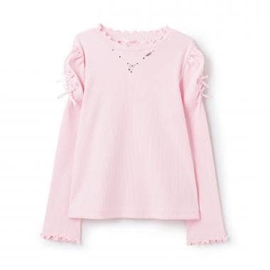 ネックレス刺しゅう　プチハイネック　長袖Tシャツ