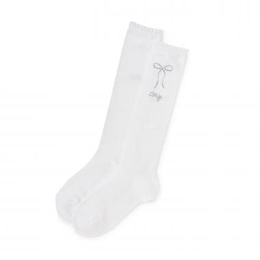 ラインストーンつき　透かし柄ハイソックス