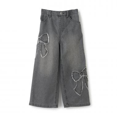 リボンアップリケ　デニムパンツ