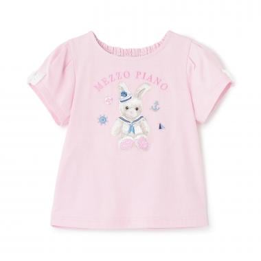 ウサギ・ネコ　マリン半袖Tシャツ