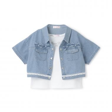 接触冷感デニムシャツ　＆Tシャツセット