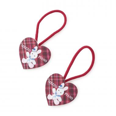 動物ハートチェック ヘアポニー2個セット
