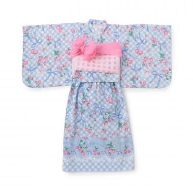 ギンガムいちご柄　浴衣