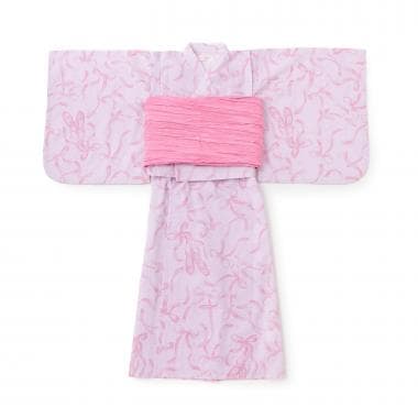 トゥシューズリボン柄　浴衣