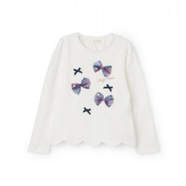 6043202R チェックリボンいっぱい　長袖Tシャツ