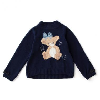 メゾピアノ☆ティペットつきくまモチーフカラフルニットネップコート  セット140 メゾピアノ☆ティペットつきくまモチーフカラフルニットネップ