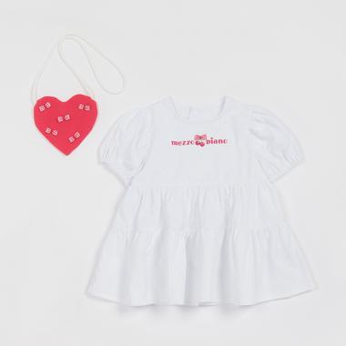 【人気商品再入荷】【直営店で取り扱い無し】ハートポシェットつき　半袖ティアードチュニック