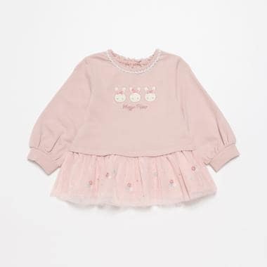 【人気商品再入荷】【直営店で取り扱い無し】チュール刺しゅう　裾ペプラムトレーナー