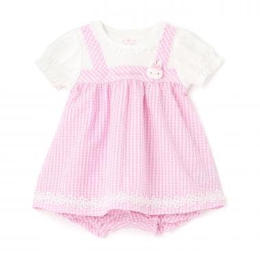 ウサギマスコットつきギンガムチュニック＆ブルマセット