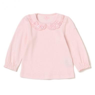 リボン衿つきコットンTシャツ