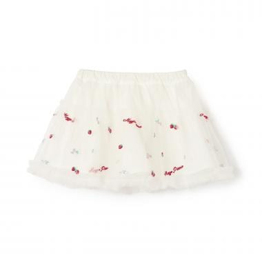 イチゴ刺しゅう　チュールスカート