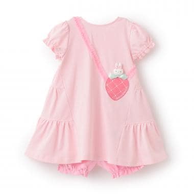 ウサギマスコット付　ティアードワンピース＆ブルマセット