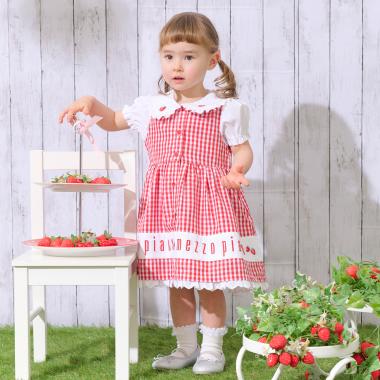 裾ロゴ刺しゅう　ギンガムチェックワンピース